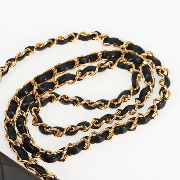 CHANEL Matelasse Chain Shoulder Bag Lamb Skin Black Gold CC Auth kk453A - Picture 10 of 16